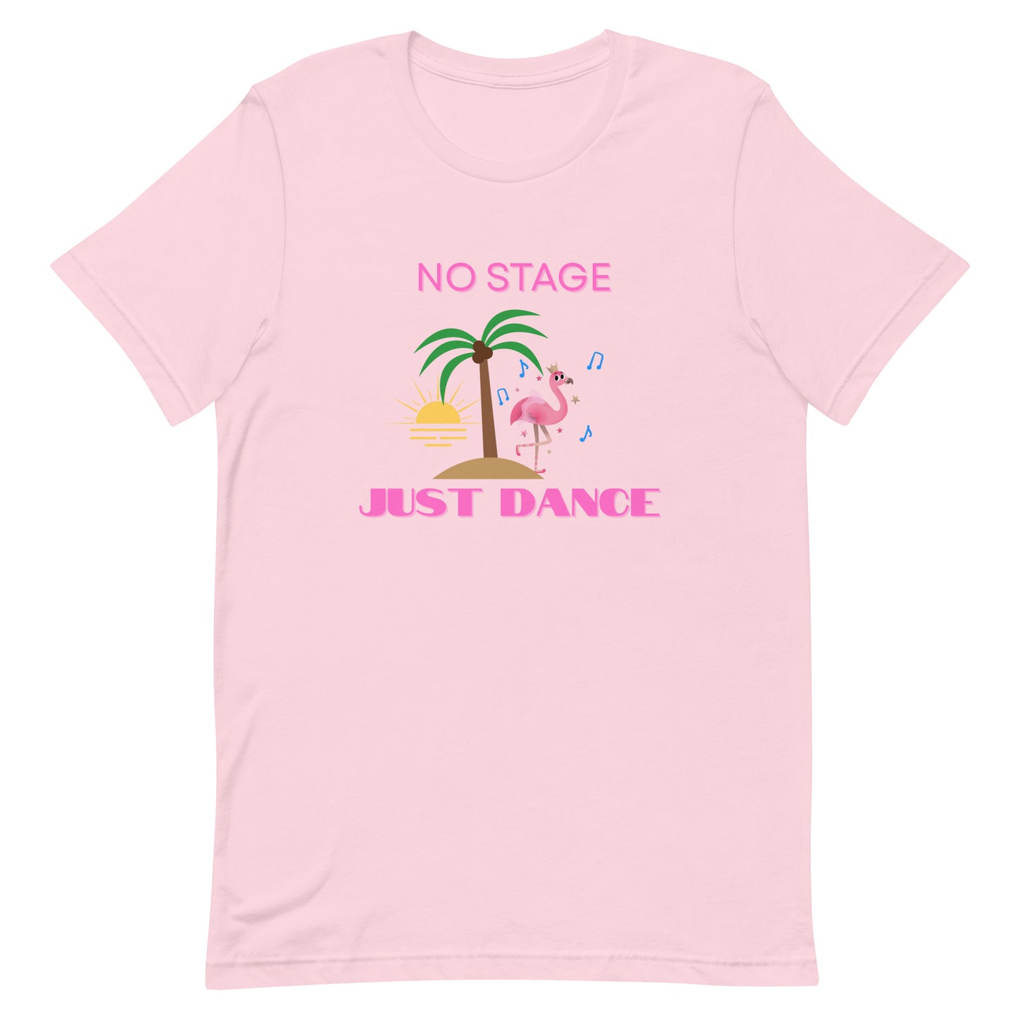 Soft pink unisex dance t-shirt with the phrase “I Don’t Need a Stage, Just a Dance Floor” in clean, expressive lettering. A bold and empowering design for dancers who bring the vibe anywhere they go.