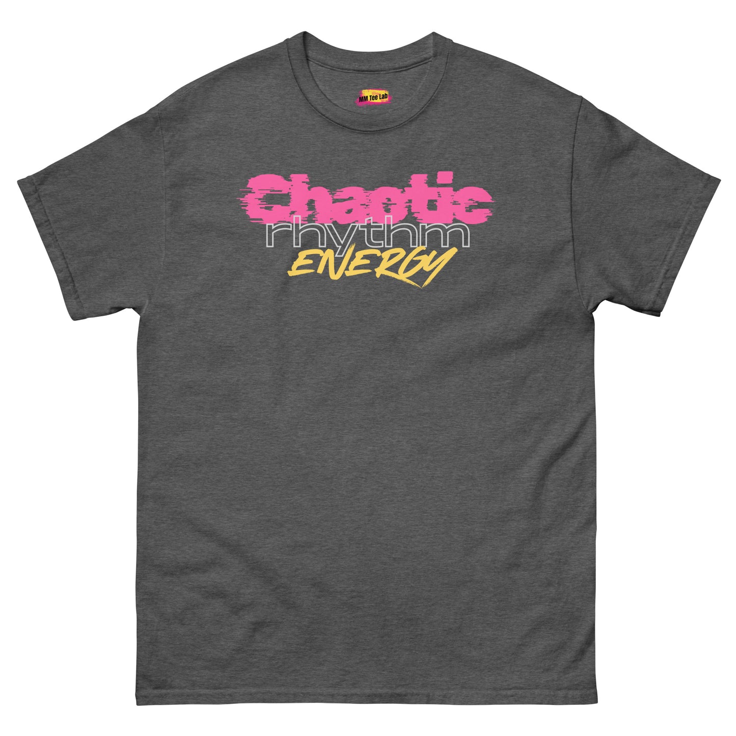 Chaotic Rhythm Energy motivational dance t-shirt in dark heather by MM Tee Lab