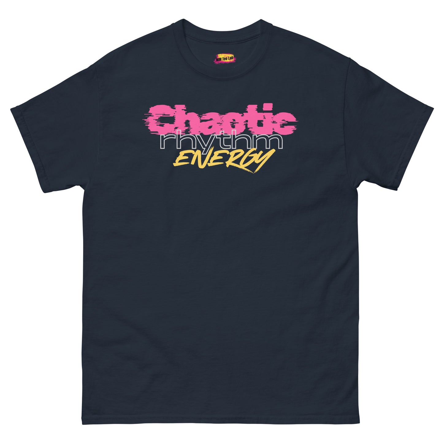 Chaotic Rhythm Energy motivational dance t-shirt in navy by MM Tee Lab